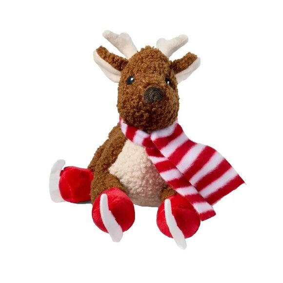 Gigglescape 7" Soft Plush Christmas Reindeer With Scarf & Ice Skates Brown - Picture 1 of 13